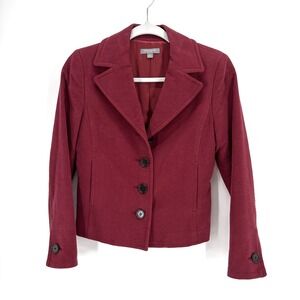 Ann Taylor Blazer Womens Petite 0 Soft Burgundy Long Sleeve Button Up